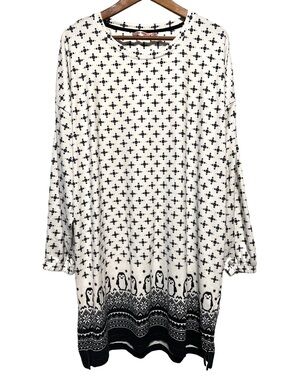 LA VIE EN ROSE Penguin Nordic Fair Isle Winter Cozy Lounge Nightdress